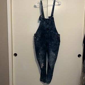 F21 Skinny Denim Overalls